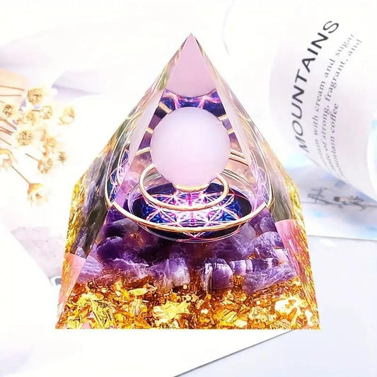Natural Meditation Resin Crystal Energy Pyramid Reiki